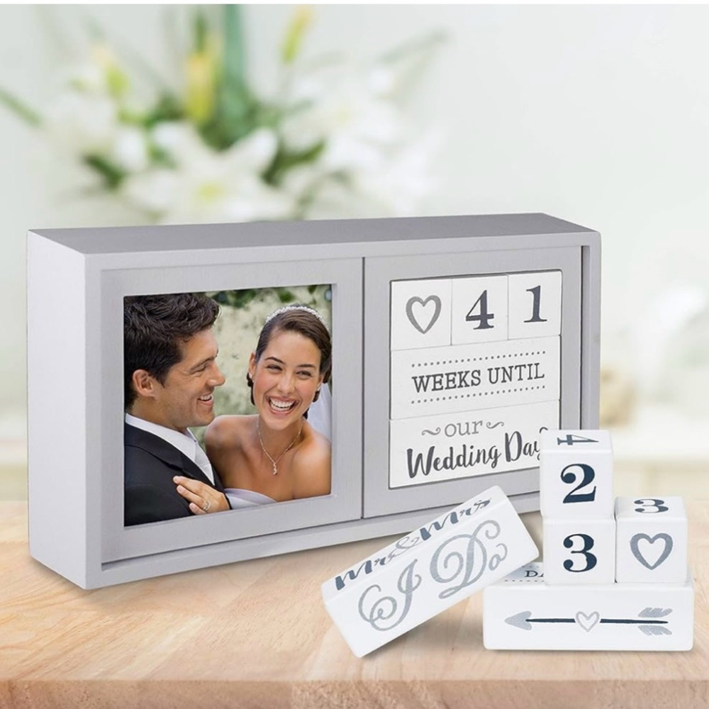 Wedding Calendar Engagement Countdown & Photo Frame | Malden | Freestanding Box
